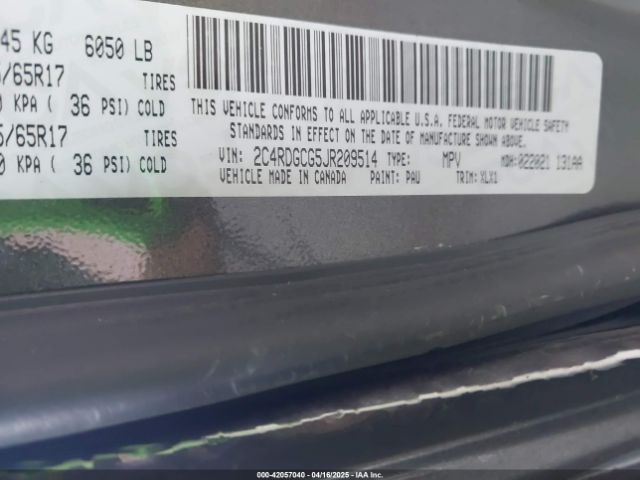2C4RDGCG5JR209514 Dodge Grand Caravan Sxt