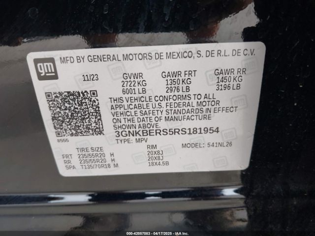 3GNKBERS5RS181954 Chevrolet Blazer Fwd Rs