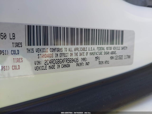 Dodge Grand Caravan American Value Pkg 2015 2C4RDGBGXFR569435 Image 9
