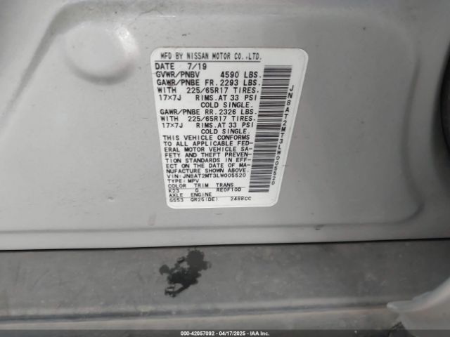 JN8AT2MT3LW005520 Nissan Rogue S Fwd