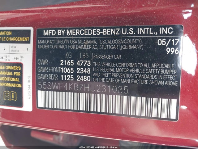 55SWF4KB7HU231035 Mercedes-Benz C 300 4matic/luxury 4matic/sport 4matic