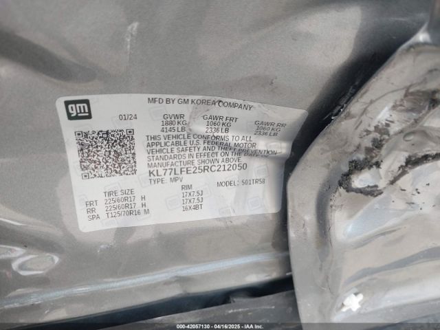 KL77LFE25RC212050 Chevrolet Trax Fwd Sp