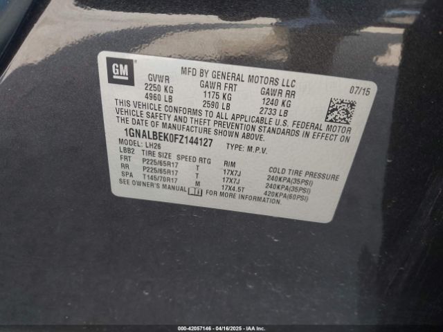 1GNALBEK0FZ144127 Chevrolet EQUINOX 1LT