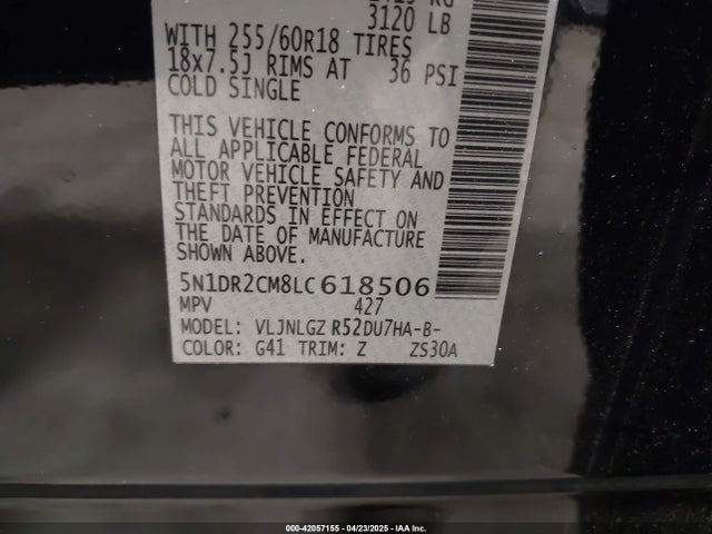 Nissan Pathfinder Sl 4wd 2020 5N1DR2CM8LC618506 Image 9