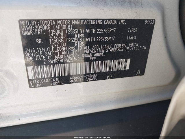 2T3W1RFV0PW251525 Toyota Rav4 Xle