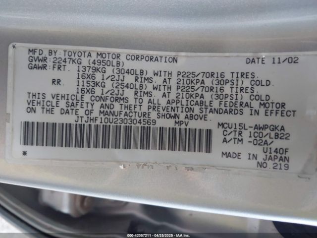 2003 LEXUS RX 300 JTJHF10U230304569 Photo 8