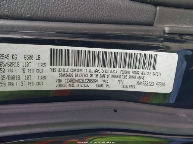 1C4RDHAG3LC285804 Dodge Durango Sxt Rwd