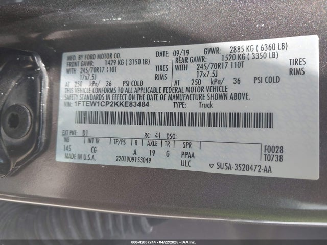 1FTEW1CP2KKE83484 Ford 2.7l-4v