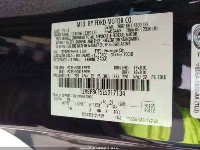 1ZVBP8CF5E5217134 Ford MUSTANG GT