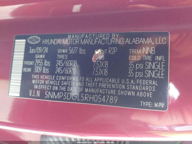 5NMP3DGL5RH054789 Hyundai Santa Fe Xrt