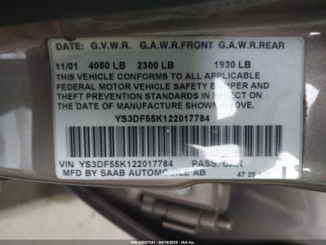 2002 SAAB 9-3 YS3DF55K122017784 Photo 8