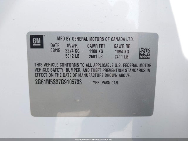 2016 CADILLAC XTS 2G61M5S37G9105733 Photo 8
