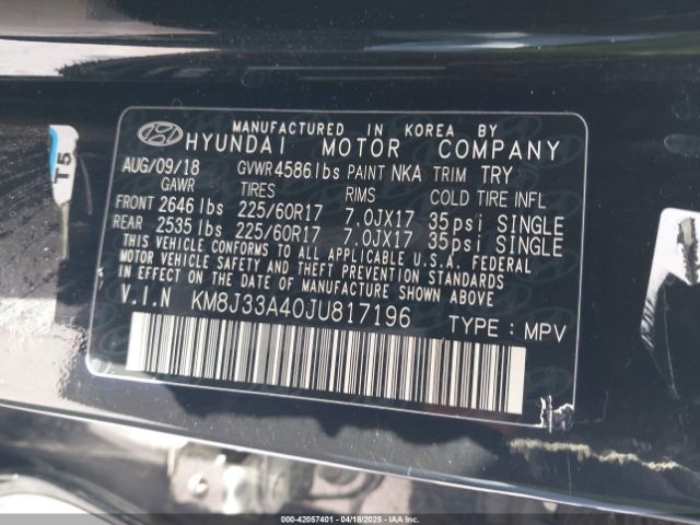 KM8J33A40JU817196 Hyundai TUCSON SEL