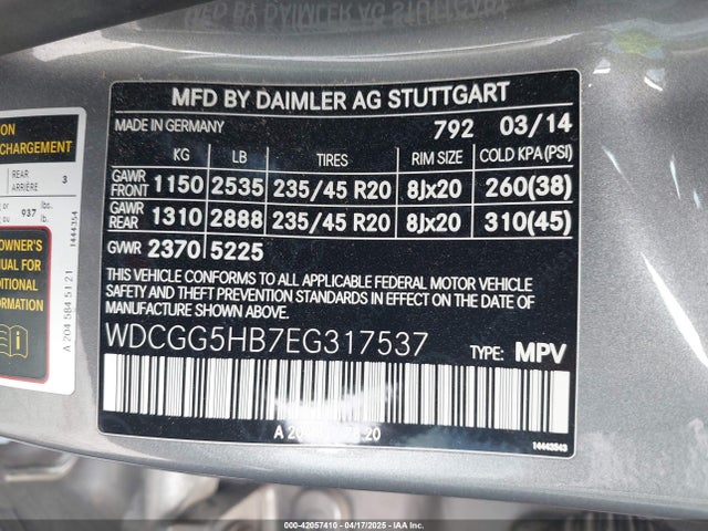 WDCGG5HB7EG317537 Mercedes-Benz 2014
