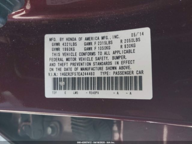 1HGCR2F57EA244460 Honda Accord Sport