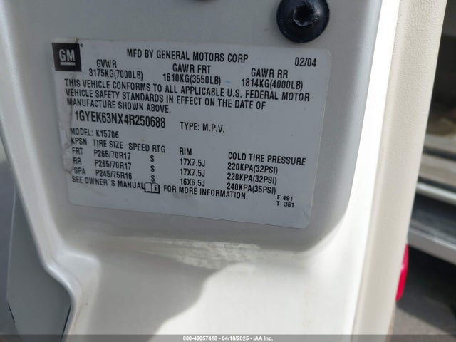 2004 CADILLAC ESCALADE 1GYEK63NX4R250688 Photo 8