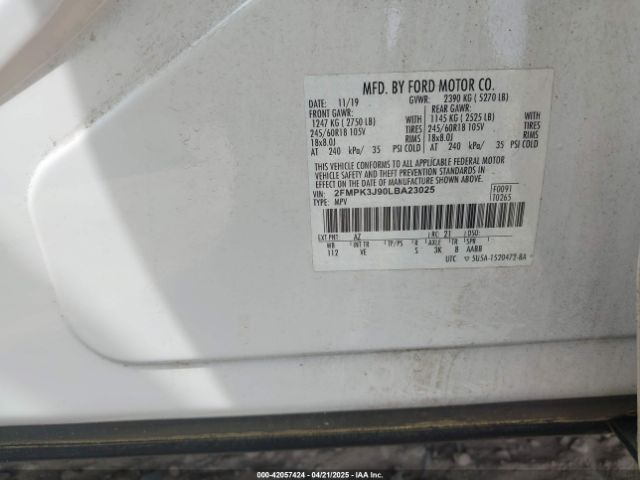 2FMPK3J90LBA23025 Ford EDGE SEL