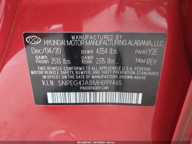 Hyundai SONATA SE 2021 5NPEG4JA8MH099465 Image 9