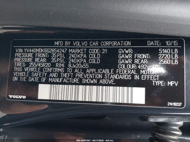 YV440MDK6G2854247 Volvo b4204t11 (ulev2)