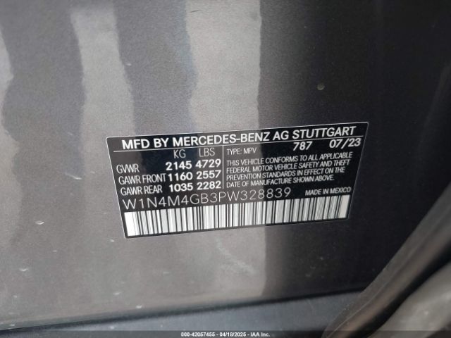 W1N4M4GB3PW328839 Mercedes-Benz GLB 250