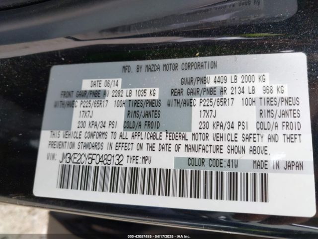 JM3KE2CY5F0489132 Mazda Cx-5 Touring