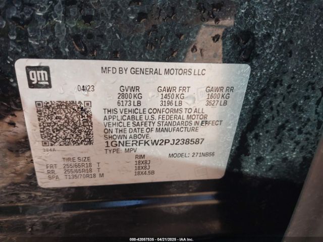 1GNERFKW2PJ238587 Chevrolet Traverse Fwd Ls