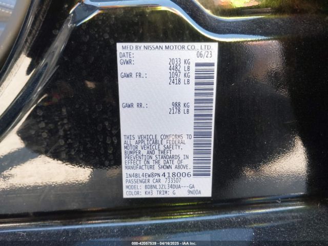 1N4BL4EW8PN418006 Nissan Altima Sl Intelligent Awd