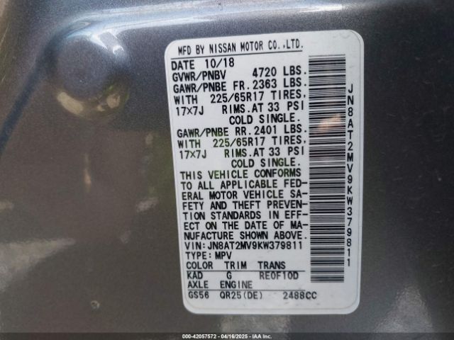 JN8AT2MV9KW379811 Nissan 2019