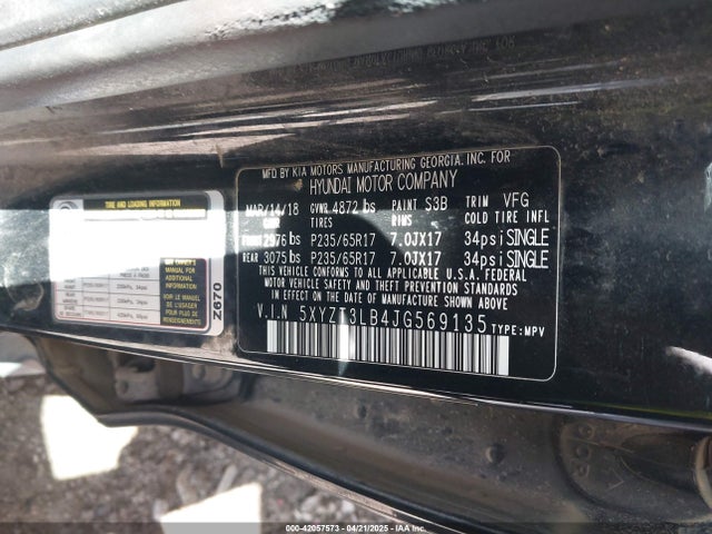5XYZT3LB4JG569135 Hyundai Santa Fe Sport 2.4l