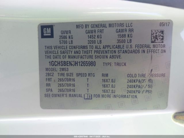1GCHSBEN8H1265980 Chevrolet Colorado Wt