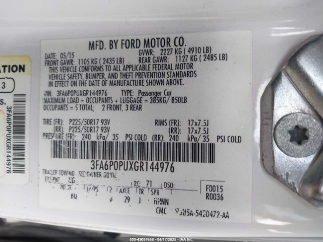 3FA6P0PUXGR144976 Ford Fusion Energi Se Luxury