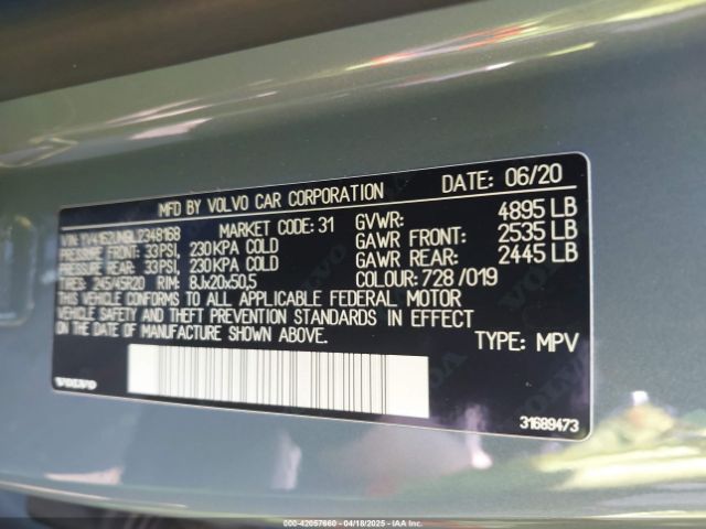 2020 VOLVO XC40 YV4162UM9L2348168 Photo 8