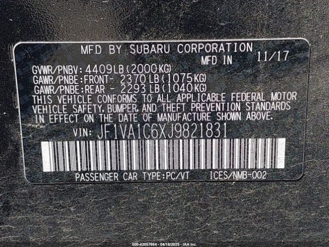 JF1VA1C6XJ9821831 Subaru Wrx Premium