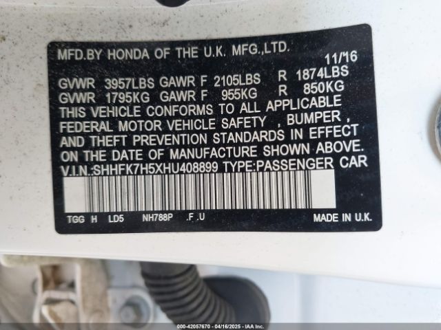 SHHFK7H5XHU408899 Honda CIVIC EX