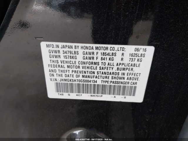 JHMGK5H70GS004134 Honda FIT EX