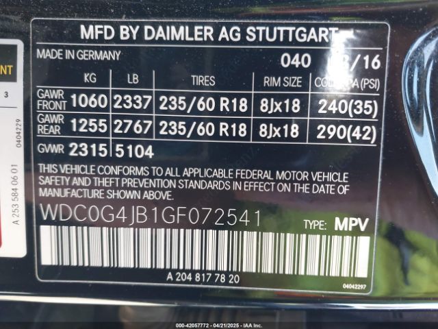 WDC0G4JB1GF072541 Mercedes-Benz GLC 300