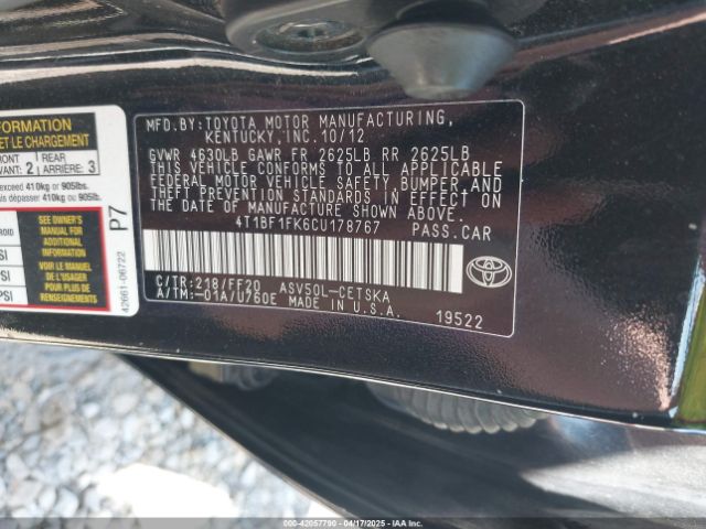 2012 TOYOTA CAMRY 4T1BF1FK6CU178767 Photo 8