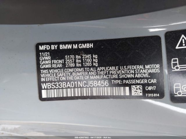 2022 BMW M4 WBS33BA01NCJ58456 Photo 8
