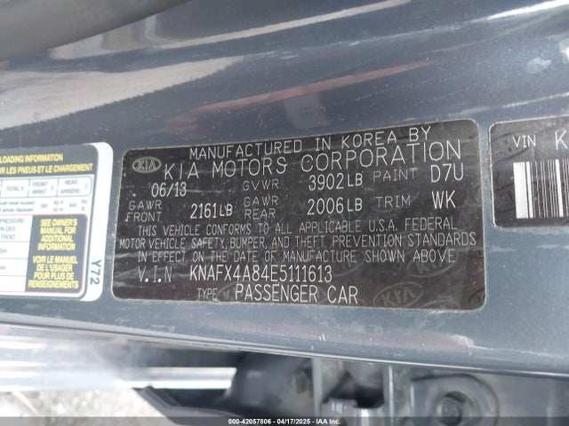 KNAFX4A84E5111613 KIA FORTE EX