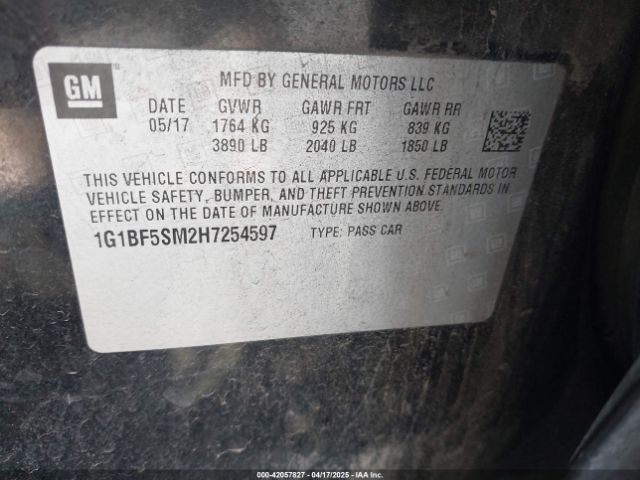 1G1BF5SM2H7254597 Chevrolet Cruze Premier Auto