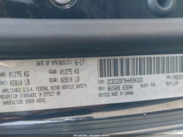 2C3CDZBT9HH594323 Dodge Challenger T/a Plus