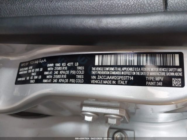 ZACCJAAW2GPE07714 Jeep Renegade Sport
