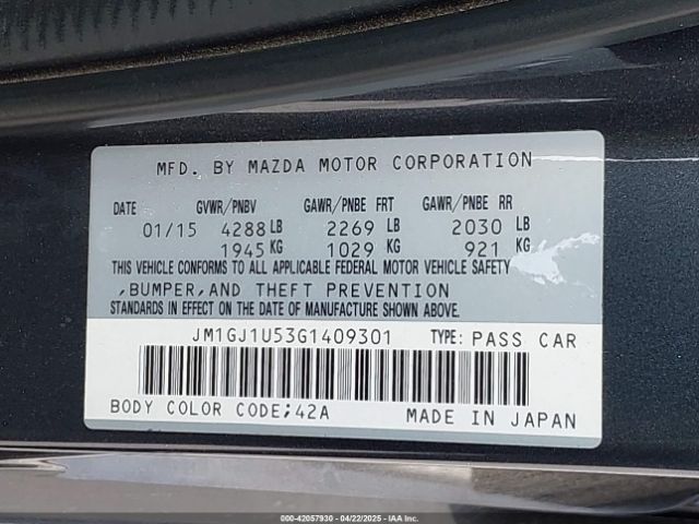 JM1GJ1U53G1409301 Mazda Mazda6 I Sport