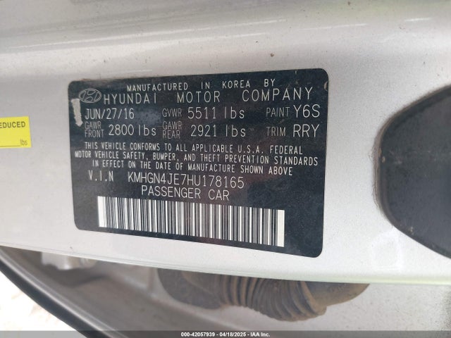 KMHGN4JE7HU178165 Genesis G80