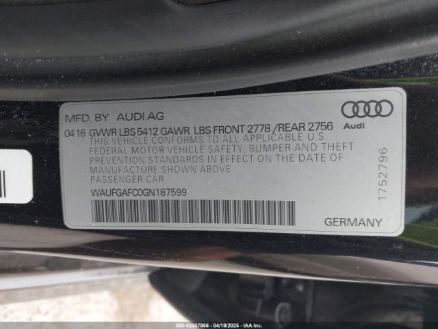WAUFGAFC0GN187599 Audi A6 3.0t Premium Plus