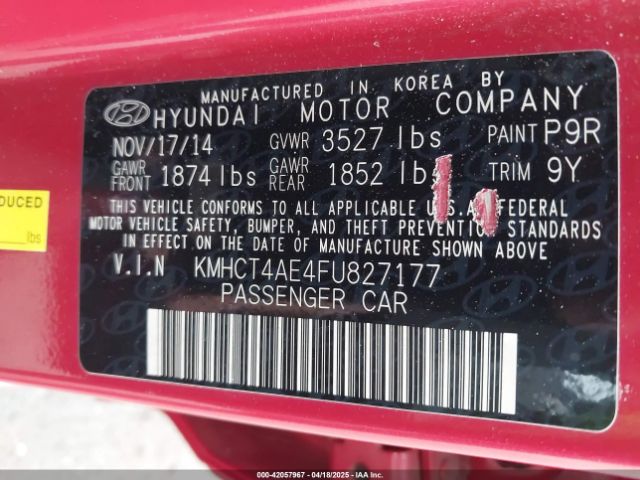 KMHCT4AE4FU827177 Hyundai ACCENT GLS