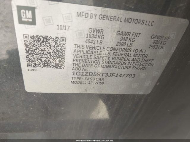 1G1ZB5ST3JF147703 Chevrolet Malibu 1ls