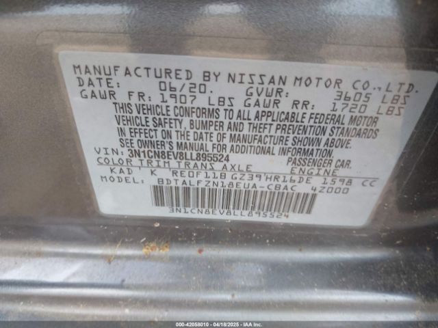 3N1CN8EV8LL895524 Nissan Versa Sv Xtronic Cvt