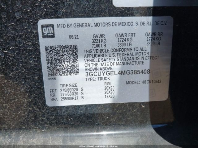 3GCUYGEL4MG385408 Chevrolet Silverado 1500 4wd  Short Bed Ltz