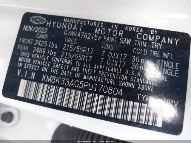 KM8K33AG5PU170804 Hyundai Kona Electric Sel
